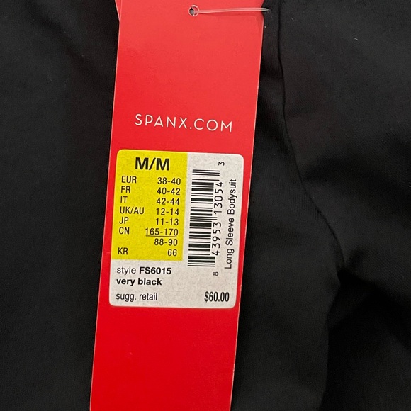 NWT Spanx The Base Long Sleeve Bodysuit in Black Size M - Picture 6 of 7
